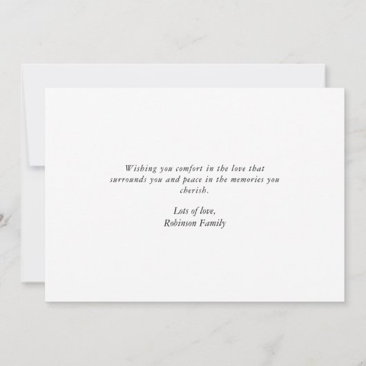 Eenvoudig Elegant Script Sympathy Card Aankondiging (Achterkant)