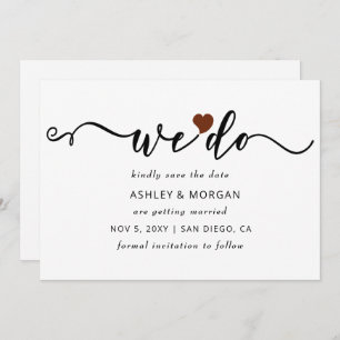 Eenvoudig elegant script terracotta hart dat we do save the date