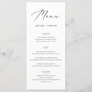 Eenvoudig Elegant Script Trouwvoer Menu