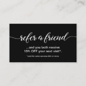 Eenvoudig Elegant Script Verwijs een vriend zwart Klantenkaartje (Voorkant)