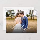 Eenvoudig Elegant Script Weddenschap Bedankt Foto Briefkaart (Voorkant / Achterkant)