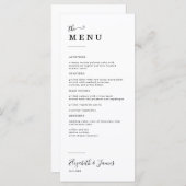 Eenvoudig Elegant Script Weddenschap Menu (Voorkant / Achterkant)