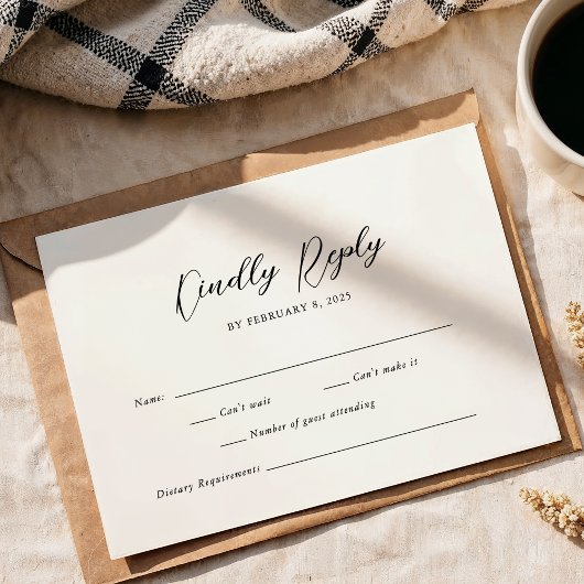 Eenvoudig Elegant Script Weddenschap RSVP Kaartje