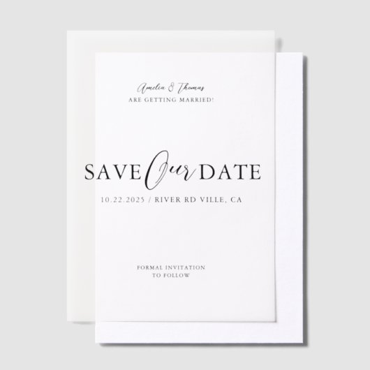 Eenvoudig Elegant Script Weddenschap Vellum Uitnodigingen (Offset)