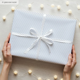 Eenvoudig Elegant Smal Gestreept Patroon Grijs Wit Cadeaupapier
