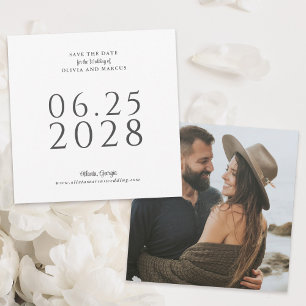 Eenvoudig Elegant Square Save the Date with Photo
