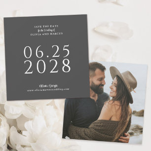 Eenvoudig Elegant Square Save the Date with Photo