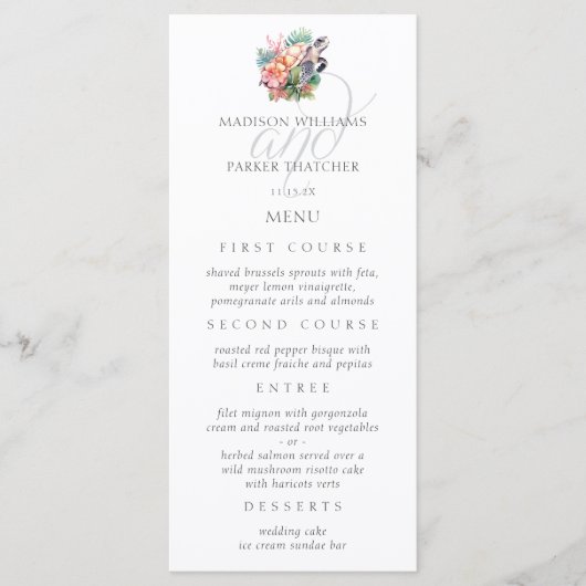 Eenvoudig Elegant Strand Bruiloft Menu (Voorkant)