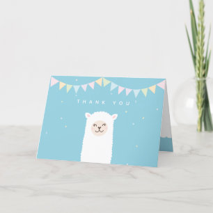 Eenvoudig Elegant Sweet Alpaca Lama Boy Baby showe Bedankkaart