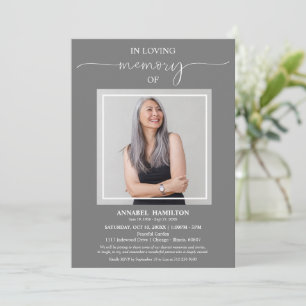 Eenvoudig Elegant Ter Herinnering Funeral Foto Kaart