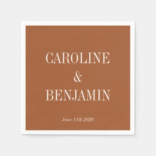 Eenvoudig Elegant Terracotta Custom Wedding Servet (Voorkant)