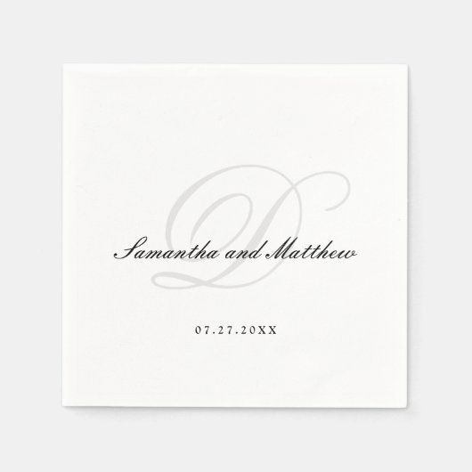 Eenvoudig Elegant Traditional Script WeduwMonogram Servet (Voorkant)