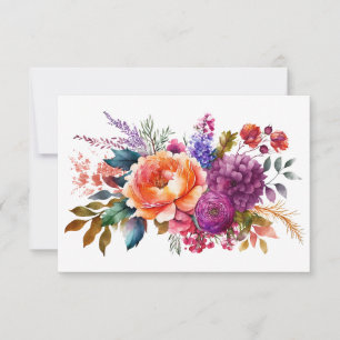 Eenvoudig Elegant Waterverf Bloemen Boeket Flat Notitiekaartje