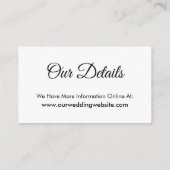 Eenvoudig, elegant weddenschap-cadeauregister informatiekaartje (Achterkant)