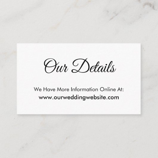 Eenvoudig, elegant weddenschap-cadeauregister informatiekaartje (Achterkant)