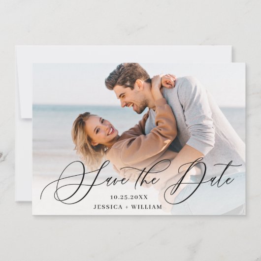 Eenvoudig Elegant Wedding 3 FOTO Save The Date (Voorkant)