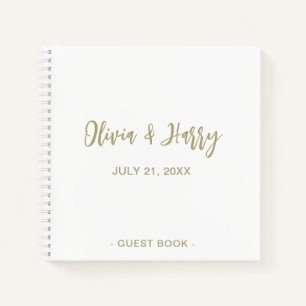 Eenvoudig Elegant Wedding Gastenboek goudwit Notitieboek