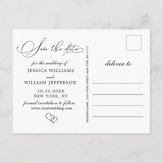 Eenvoudig Elegant Wedding sparen de Foto van de Da Aankondigingskaart (Achterkant)