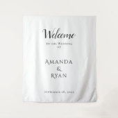 Eenvoudig Elegant Welkomstscript Trouwachtergrond Wandkleed (Voorkant)