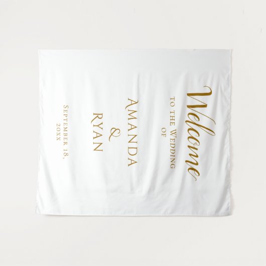 Eenvoudig Elegant Welkomstscript Trouwachtergrond Wandkleed (Voorkant (horizontaal))