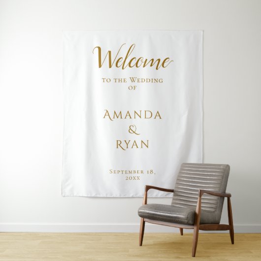 Eenvoudig Elegant Welkomstscript Trouwachtergrond Wandkleed (In situ)