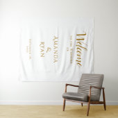 Eenvoudig Elegant Welkomstscript Trouwachtergrond Wandkleed (In Situ (horizontaal))