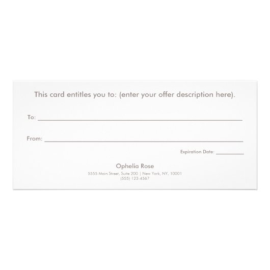 Eenvoudig Elegant White Marble Gift Certificate Reclamekaart (Achterkant)