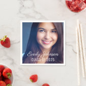 Eenvoudig Elegant White Script Photo Afstuderen Servet (Insitu)