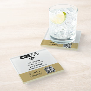 Eenvoudig elegant WiFi QR-codenetwerkwachtwoord Glazen Onderzetter