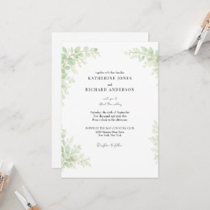 Eenvoudig Elegant Wit Blad Bruiloft Kaart