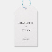 Eenvoudig, elegant, wit, bruiloft cadeaulabel (Voorkant)