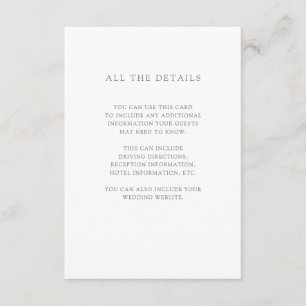 Eenvoudig Elegant Wit   Details bruiloft gast Informatiekaartje