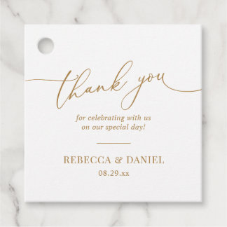 Eenvoudig Elegant Wit en Gouden Script Bedankt Bedankjes Labels