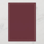 Eenvoudig elegant wit goud bordeaux Wedding Menu (Achterkant)
