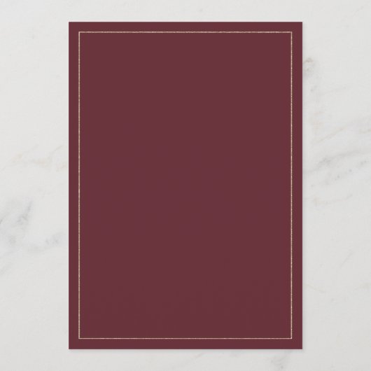 Eenvoudig elegant wit goud bordeaux Wedding Menu (Achterkant)