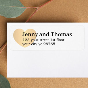 Eenvoudig Elegant Wit Gouden Hart Trouwlabel Etiket