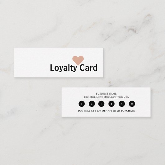 Eenvoudig Elegant wit hart Klantenkaartje (Voorkant / Achterkant)