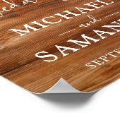 Eenvoudig Elegant Wood Rustic Wedding Poster (Hoek)