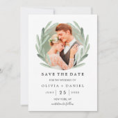 Eenvoudig elegant Wreath Wedding Save the Date Pho (Voorkant)
