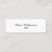 Eenvoudig Elegant Zwart en Wit Script Professionee Mini Visitekaartje (Voorkant)