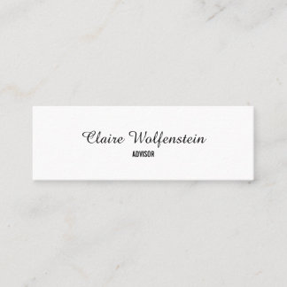 Eenvoudig Elegant Zwart en Wit Script Professionee Mini Visitekaartje