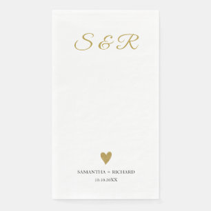 Eenvoudig Elegant Zwart Goud Hart Trouwmonogram Servet