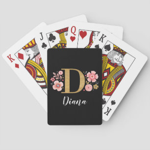 Eenvoudig Elegant Zwart Gouden Monogram Pokerkaarten