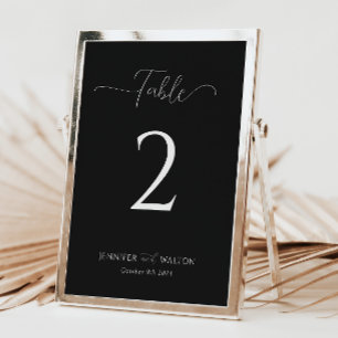 Eenvoudig Elegant zwart huwelijkstafelnummer Kaart