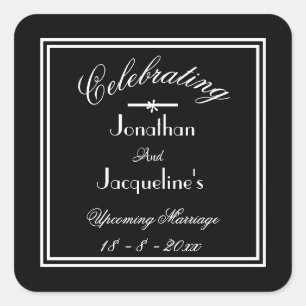 Eenvoudig Elegant Zwart met Witte Sierlijke Schrif Vierkante Sticker