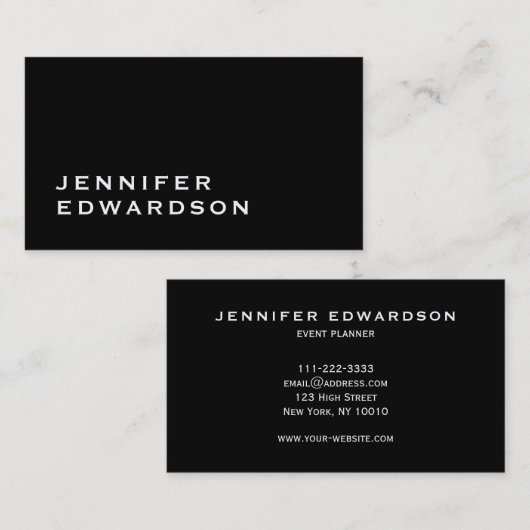 Eenvoudig elegant zwart minimalistisch professione visitekaartje (Voorkant / Achterkant)