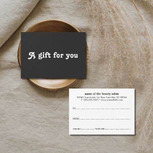 Eenvoudig Elegant Zwart Wit Cadeaubon Visitekaartje