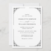 Eenvoudig elegant zwart-wit huwelijk kaart (Voorkant)