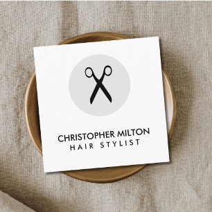 Eenvoudig Elegant Zwart Wit Kapsalon Vierkante Visitekaartje