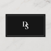 Eenvoudig Elegant Zwart-wit met Initiaal Visitekaartje (Voorkant)